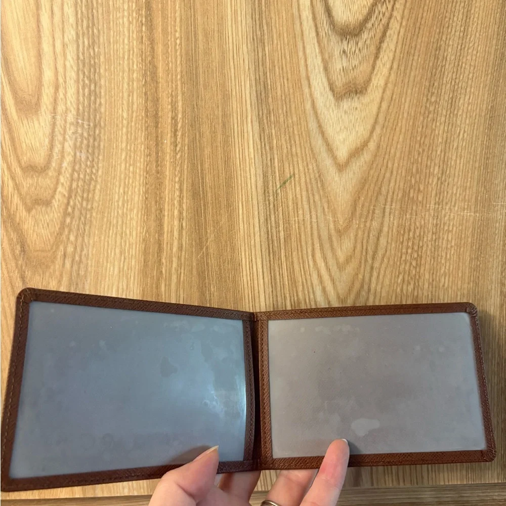 Authentic Louis Vuitton Tan Brown Textured Leather Card Wallet unisex